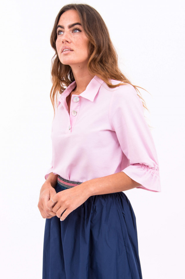 La Camicia Bluse mit Perlmutt-Knopfleiste in Rosa