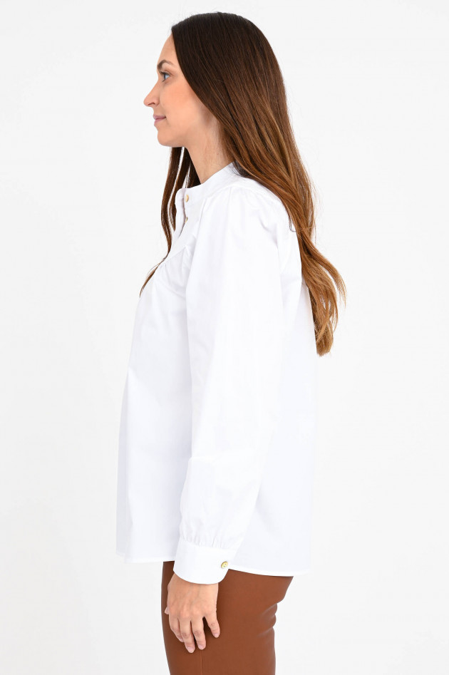 La Camicia Blusenshirt mit Stehkragen in Weiß