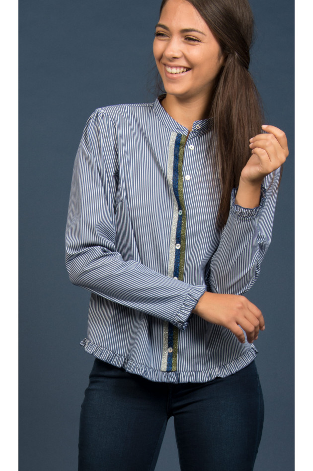 La Camicia Bluse in Blau/Weiß gestreift