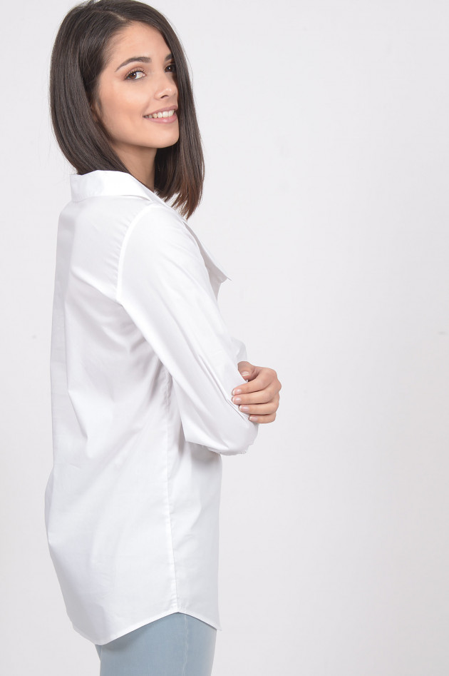 La Camicia Bluse mit weitem Kragen in Weiß