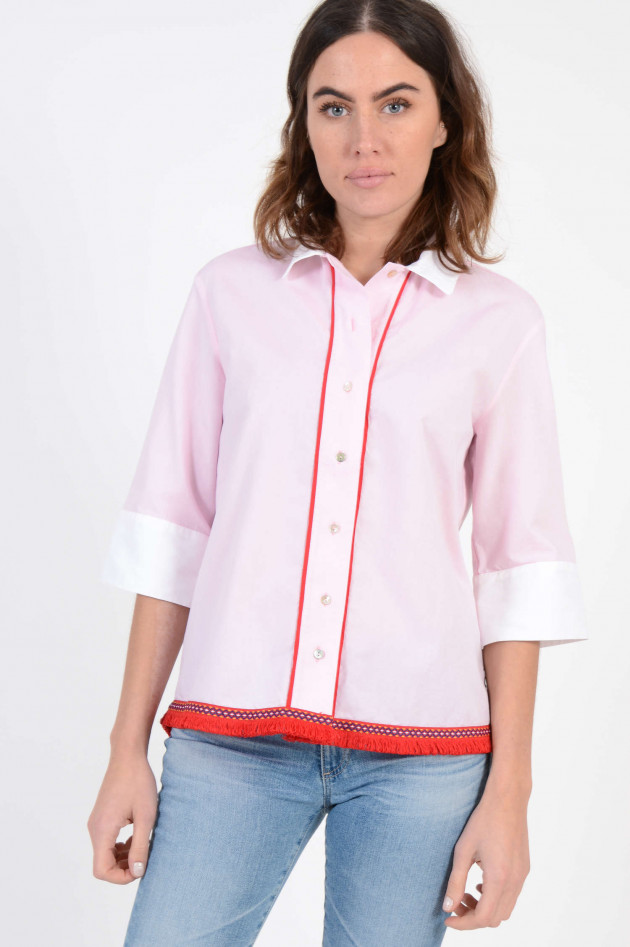 La Camicia Oversized - Bluse in Rosa mit Fransenabschluss