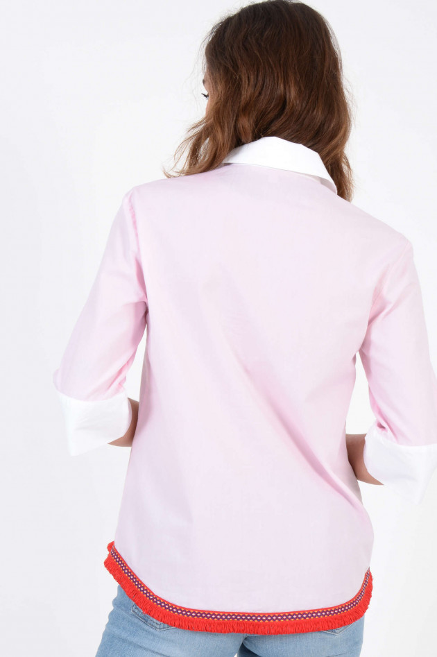 La Camicia Oversized - Bluse in Rosa mit Fransenabschluss