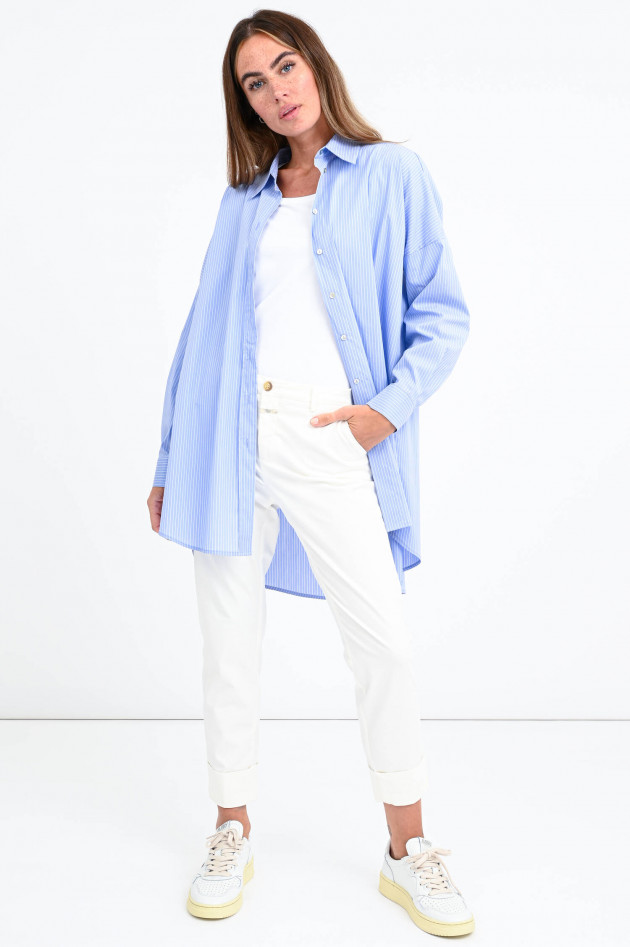 La Camicia Lange gestreifte Bluse in Hellblau/Weiß