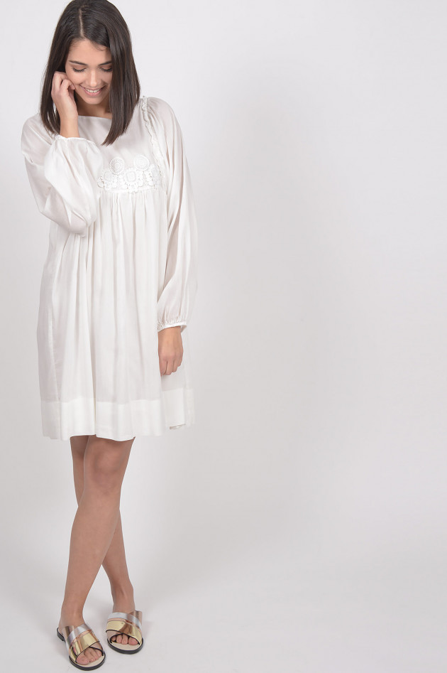 La Camicia Kleid mit Häkelspitze in Weiß