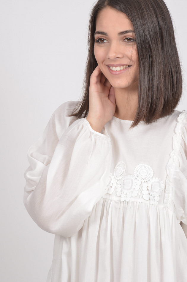 La Camicia Kleid mit Häkelspitze in Weiß