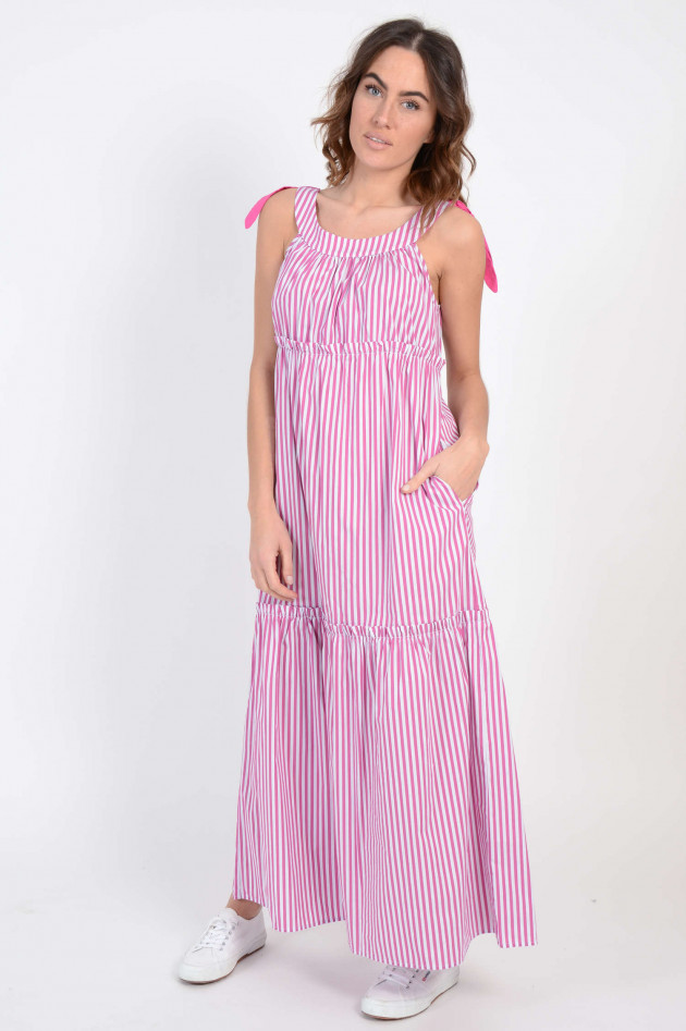 La Camicia Maxikleid mit Rüschen in Pink/Weiß gestreift