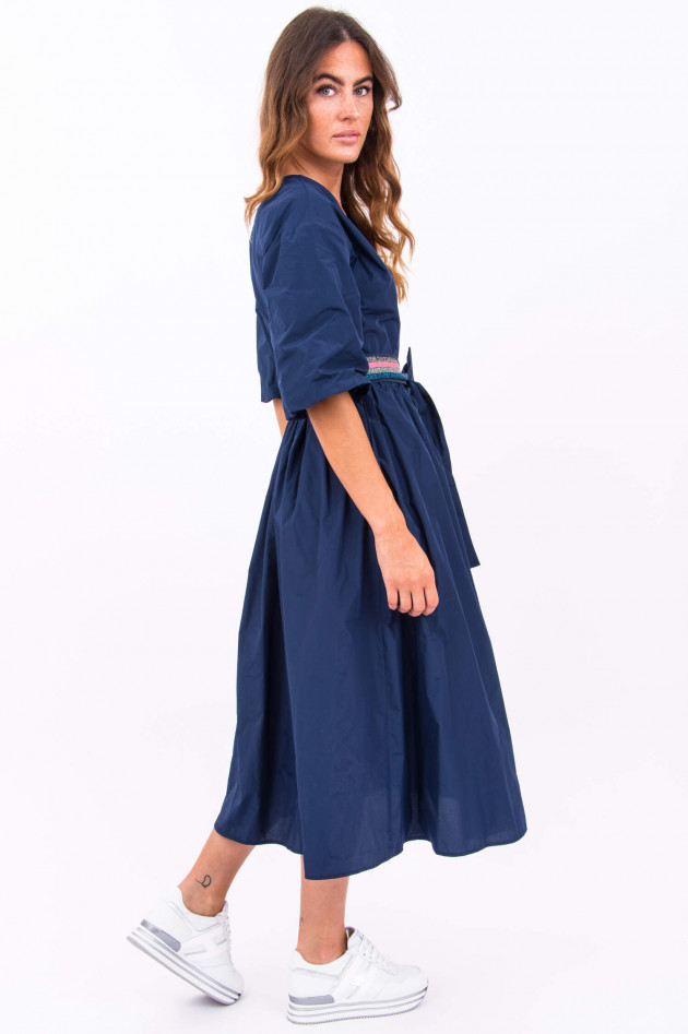 La Camicia Midi-Kleid mit Bindegürtel in Navy