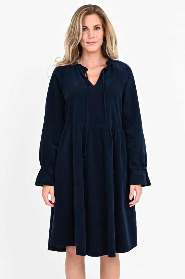 La Camicia Feincord-Kleid mit Raffung in Midnight