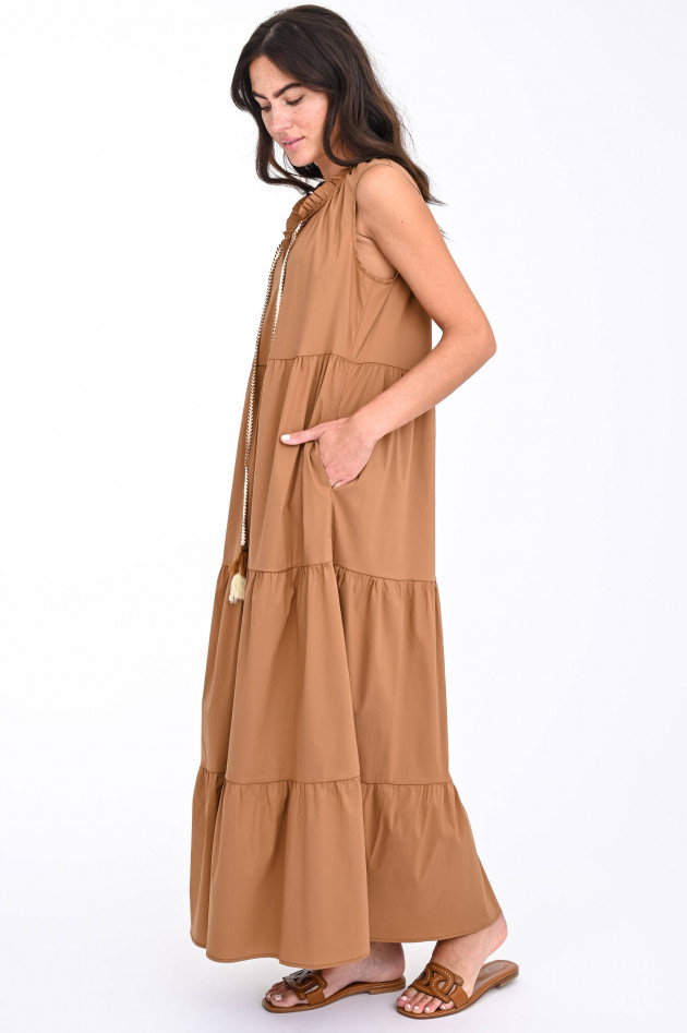 La Camicia Maxi-Volantkleid mit Rüschen in Cognac