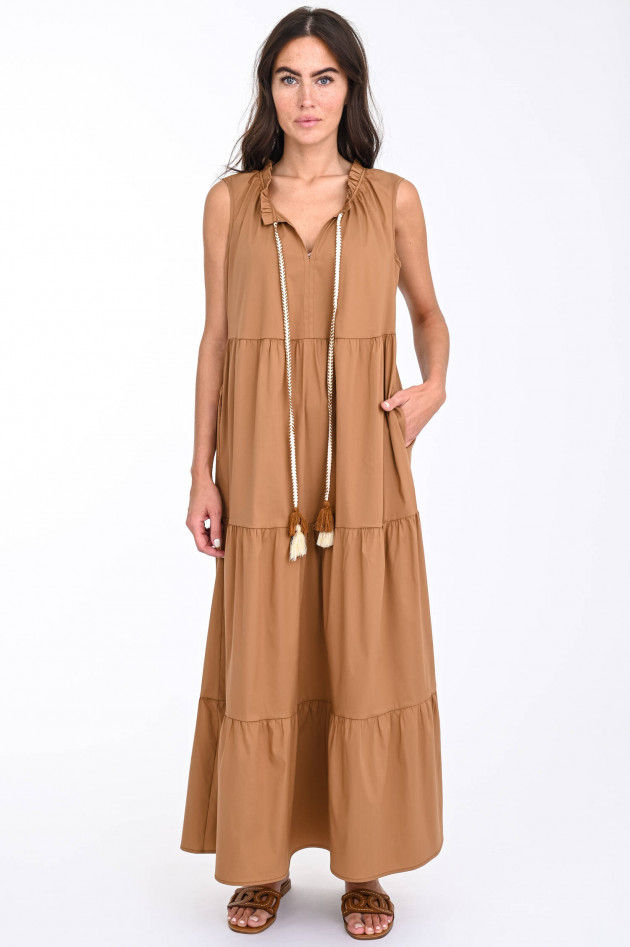 La Camicia Maxi-Volantkleid mit Rüschen in Cognac