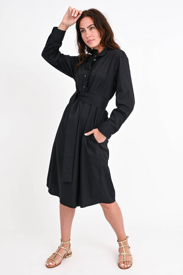 La Camicia Midi-Blusenkleid mit Rüschen in Schwarz