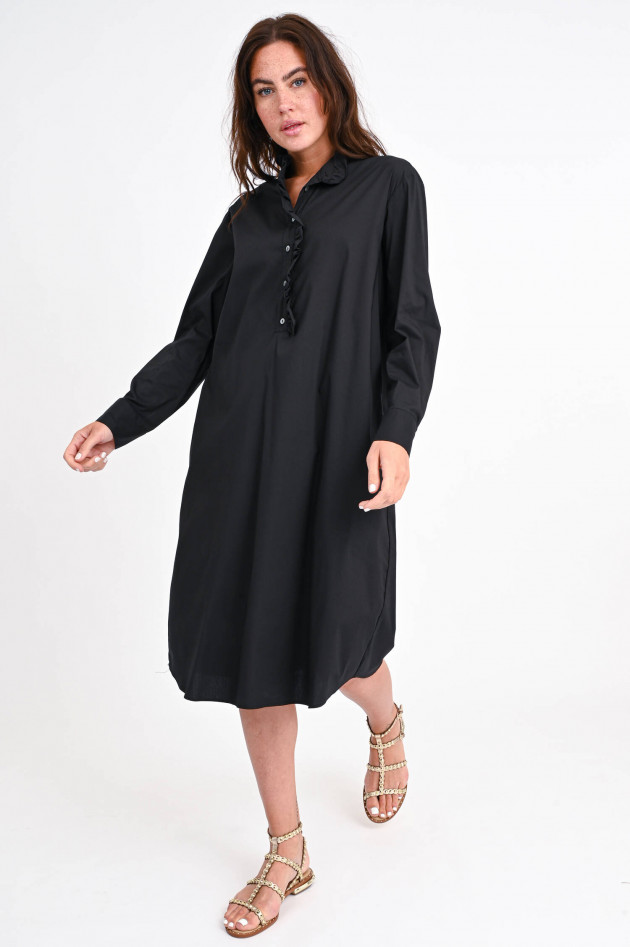 La Camicia Midi-Blusenkleid mit Rüschen in Schwarz