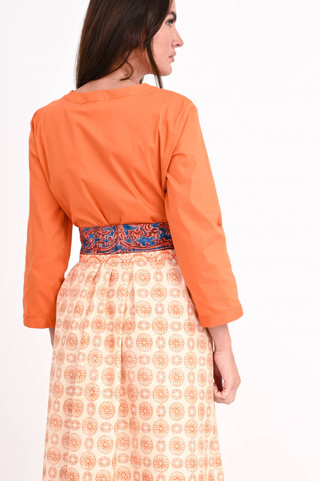 La Camicia Midikleid mit gemustertem Rock in Orange