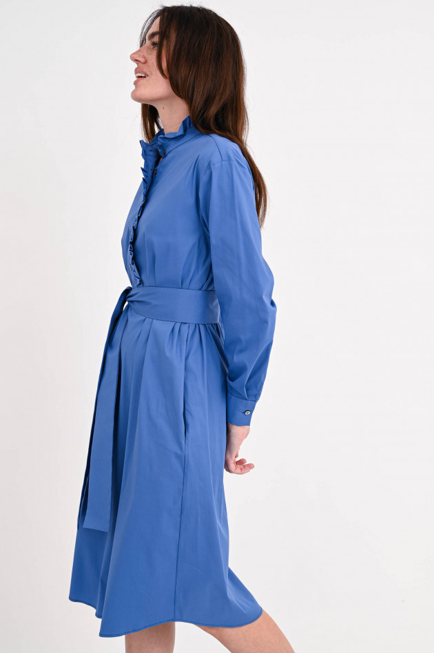 La Camicia Midi-Blusenkleid mit Rüschen in Jeansblau