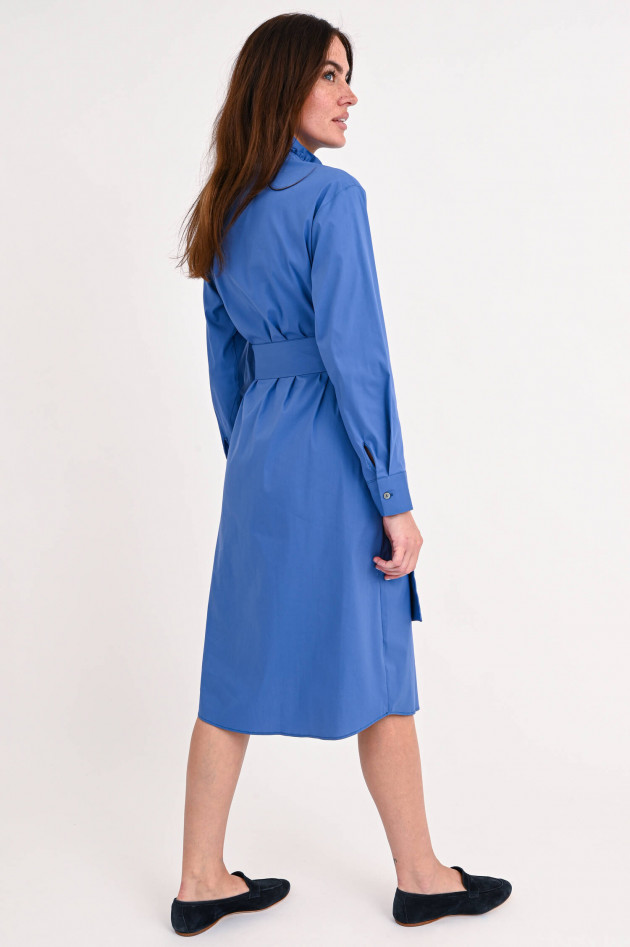 La Camicia Midi-Blusenkleid mit Rüschen in Jeansblau