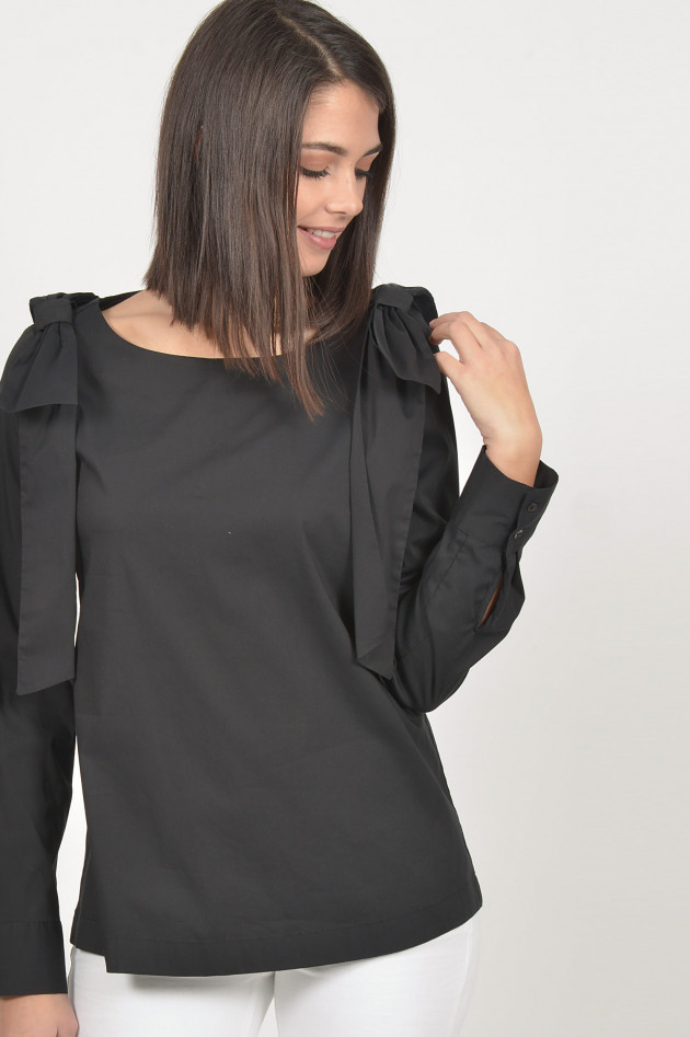 La Camicia Bluse mit Schleifen in Schwarz
