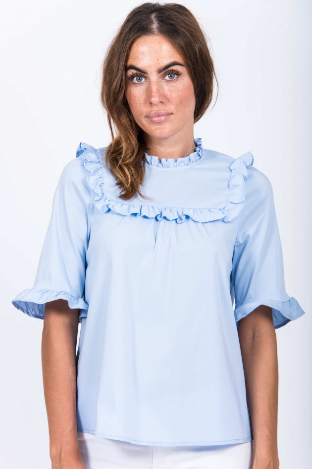 La Camicia Bluse mit Rüschen in Himmelblau