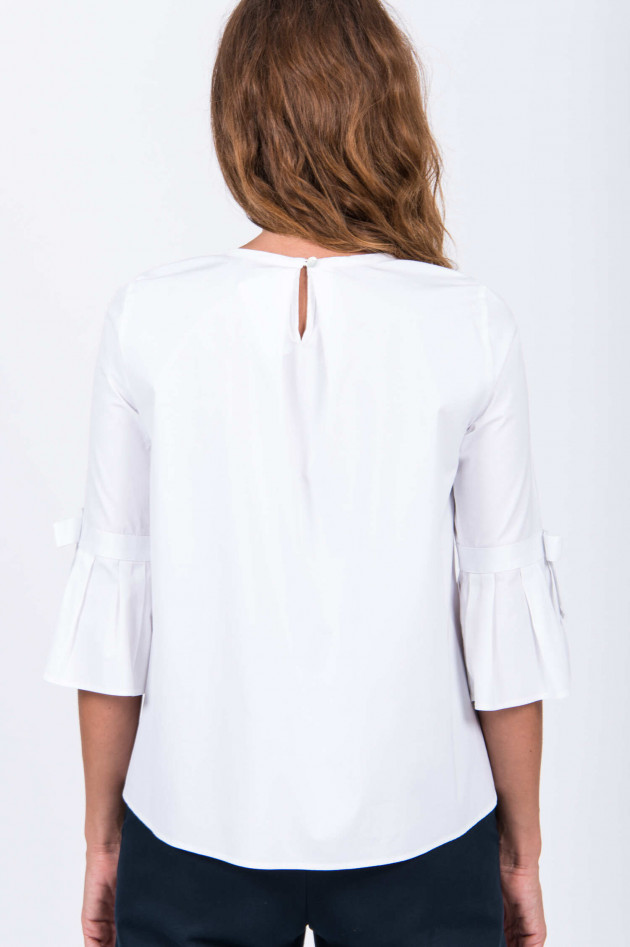 La Camicia Bluse mit Trompetenarm in Weiß