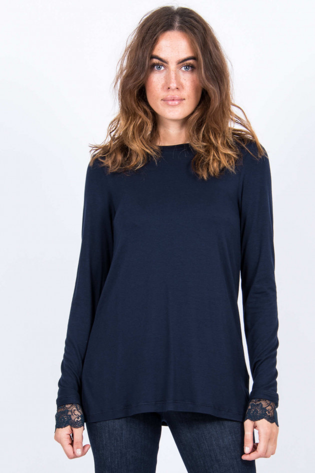 La Camicia Langarmshirt mit Spitze in Navy
