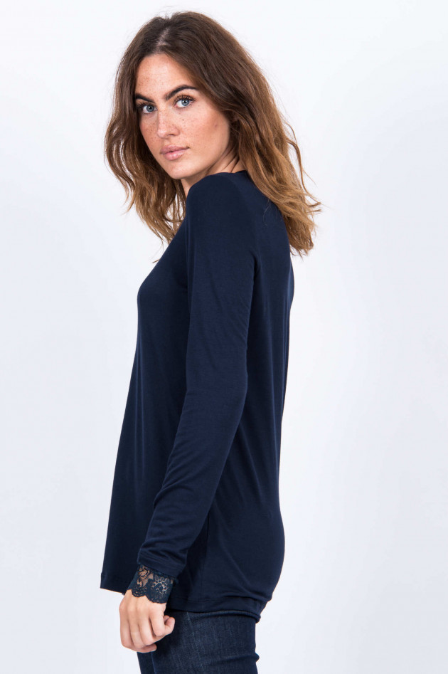 La Camicia Langarmshirt mit Spitze in Navy