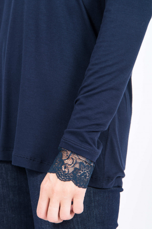 La Camicia Langarmshirt mit Spitze in Navy