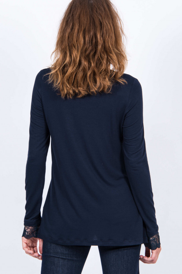 La Camicia Langarmshirt mit Spitze in Navy