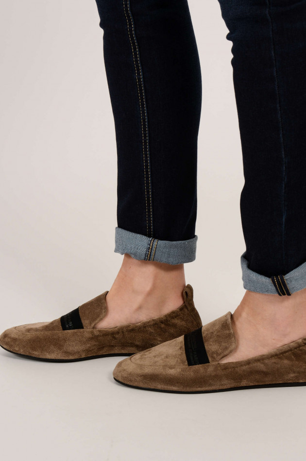 Lanvin Loafers aus Veloursleder in Taupe