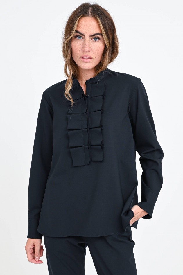 Lareida Woll-Bluse GEORGIA mit Rüschen in Midnight