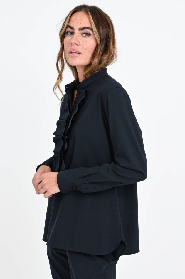 Lareida Woll-Bluse GEORGIA mit Rüschen in Midnight