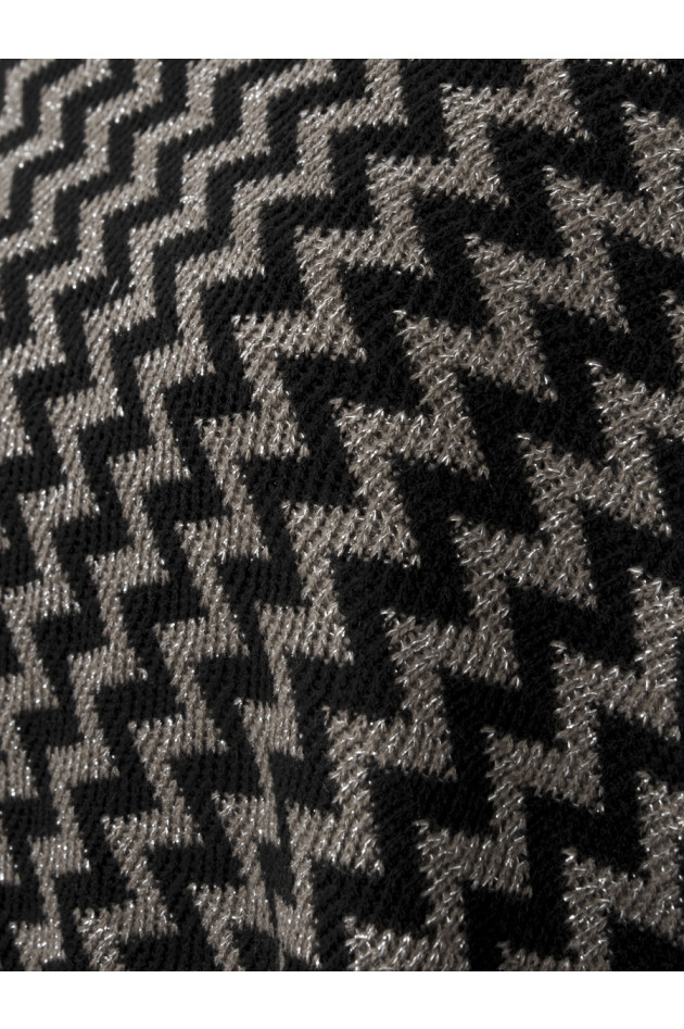 Laurence Heller Winlander LTD Kurzer Strickponcho mit Fransen Schwarz/Braun