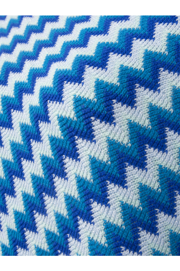 Laurence Heller Winlander LTD Kurzer Strickponcho mit Fransen in Türkis/Blau/Mint
