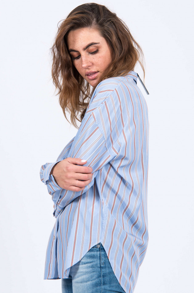 Le Sarte Pettegole Oversized Bluse im Streifen-Design in Hellblau