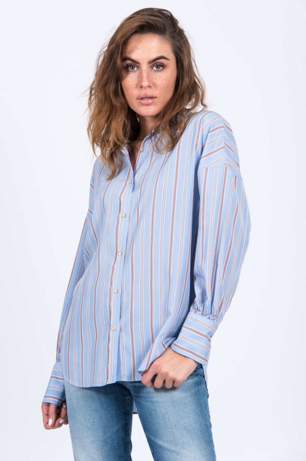 Le Sarte Pettegole Oversized Bluse im Streifen-Design in Hellblau