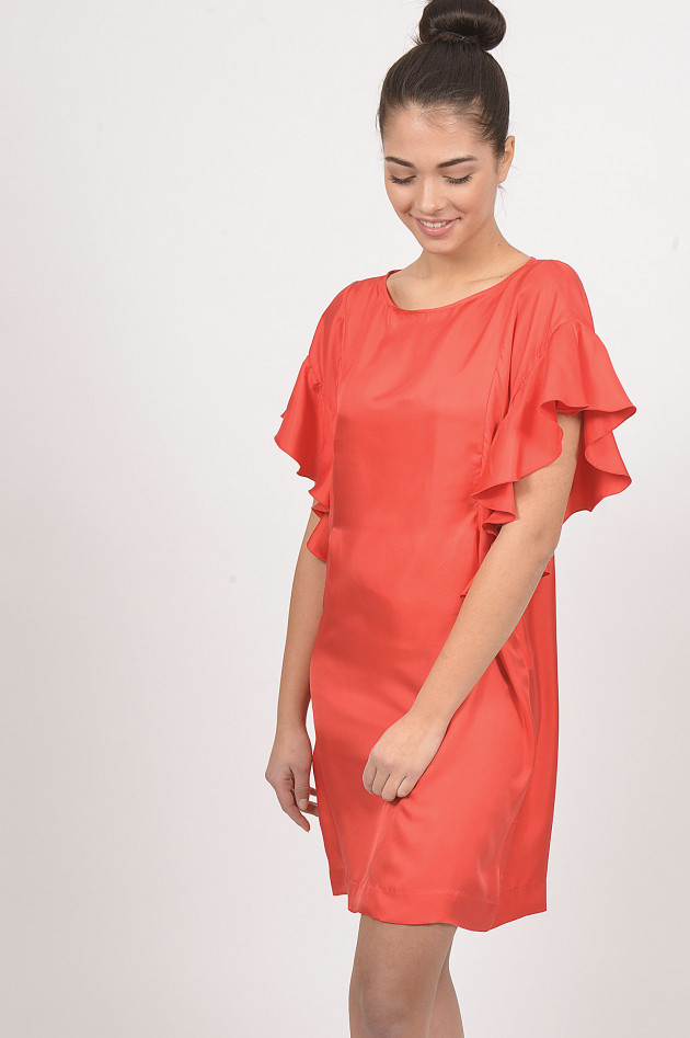 Le Sarte Pettegole Seidenkleid mit Volants in Rot