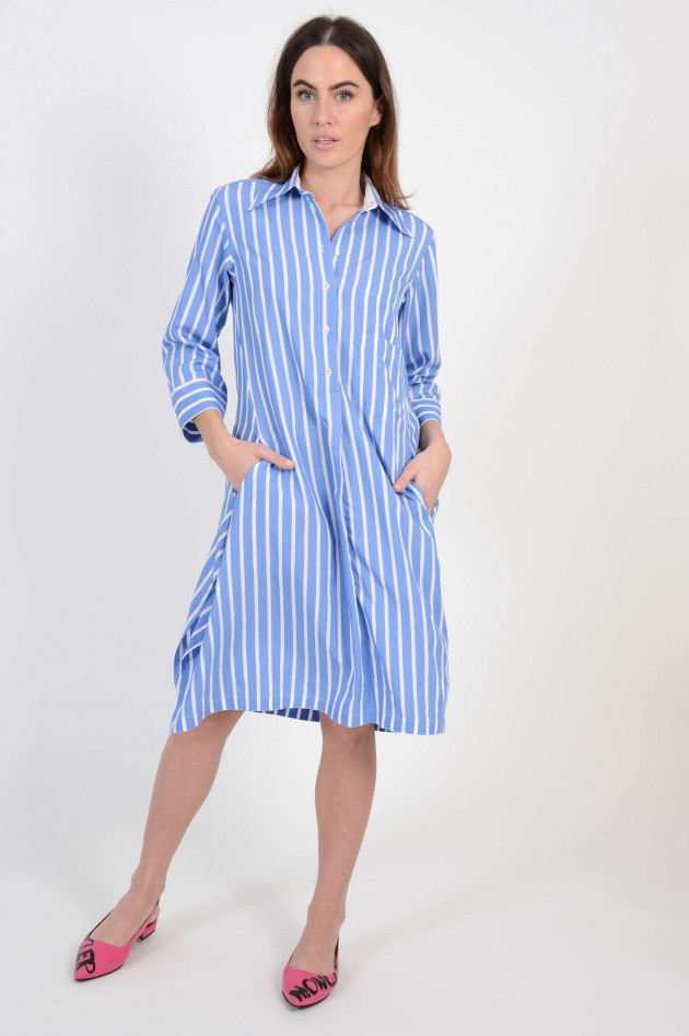 Le Sarte Pettegole Blusenkleid in Blau/Weiß gestreift