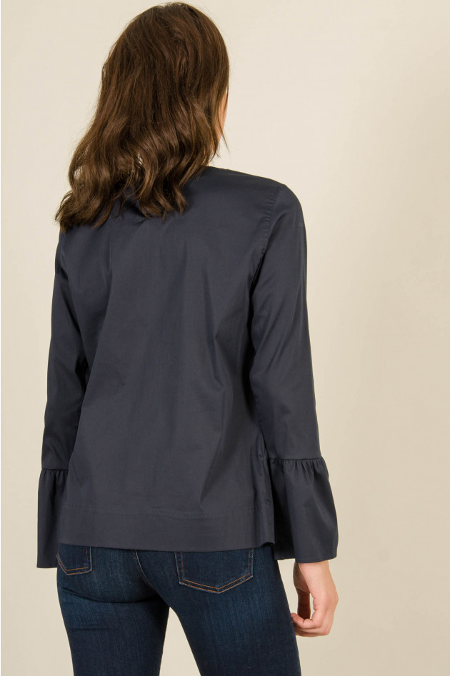 Le Sarte Pettegole Bluse mit Trompetenarm und Raffung in Navy