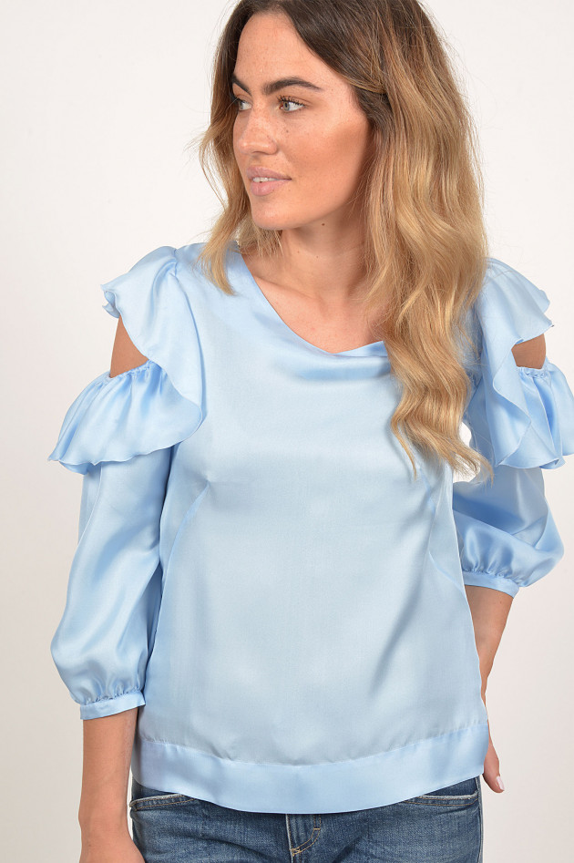 Le Sarte Seidenbluse mit Cut - Out in Hellblau