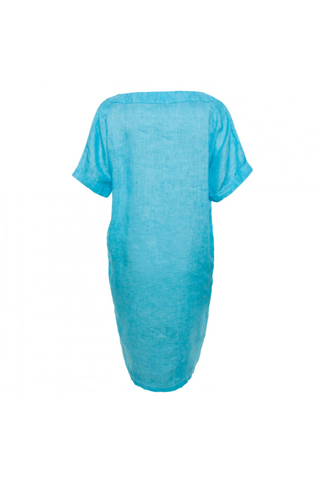 120% Leinen Leinenkleid in Türkis