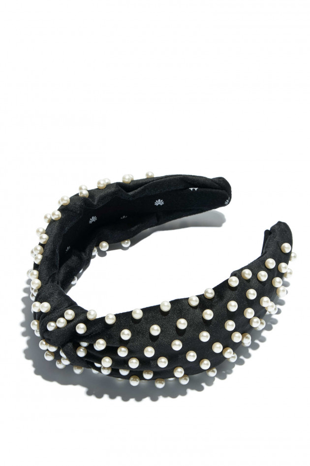 Lele Sadoughi Samt-Haarreif mit Perlenbesatz in Schwarz