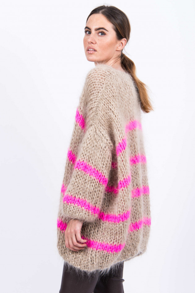 Les Tricots  Mohair Pullover in Sand/Neonpink