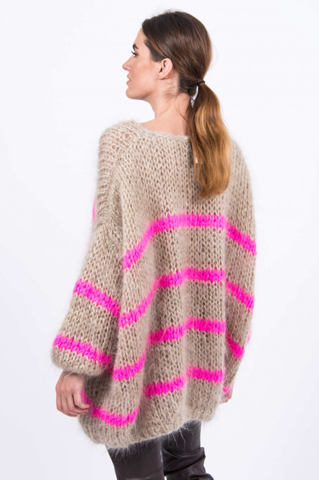 Les Tricots  Mohair Pullover in Sand/Neonpink