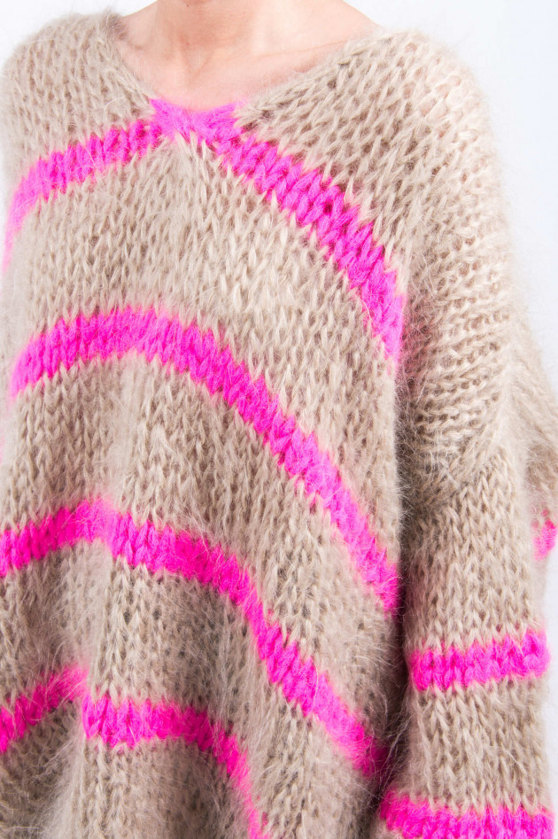 Les Tricots  Mohair Pullover in Sand/Neonpink