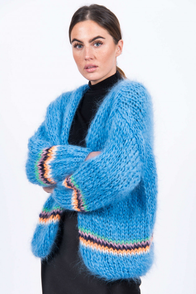 Les Tricots  Mohair Strickjacke in Blau gemustert