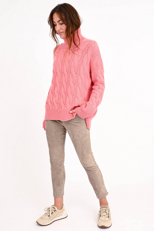 Lisa Yang Zopfstrick-Pullover MANUELA in Pink