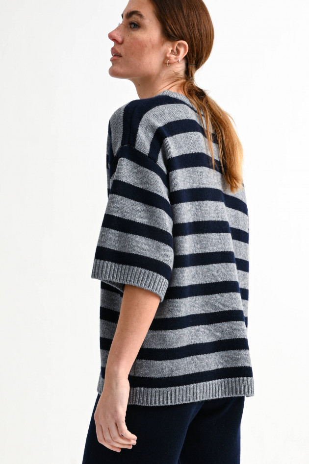 Lisa Yang Cashmere Pullover GRACELYNN in Grau/Navy