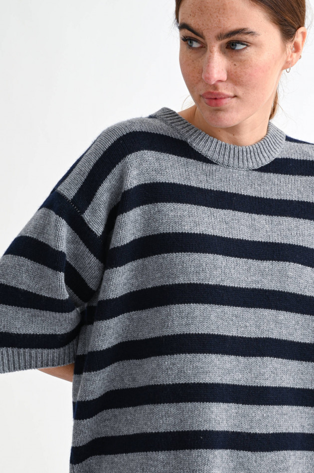 Lisa Yang Cashmere Pullover GRACELYNN in Grau/Navy