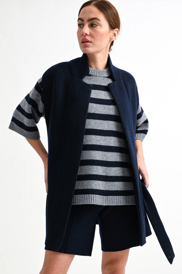 Lisa Yang Cashmere Pullover GRACELYNN in Grau/Navy