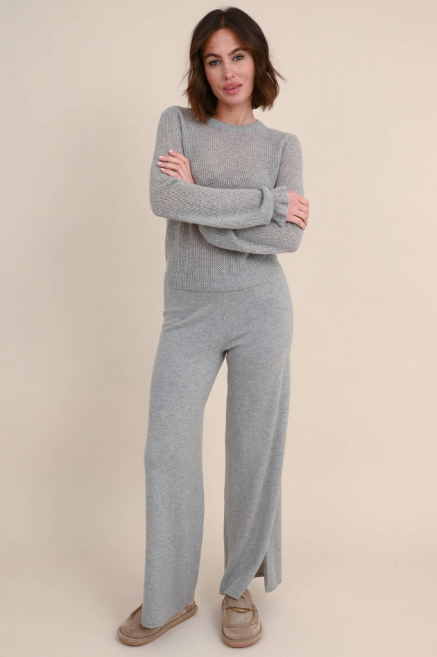 Lisa Yang Cashmere Lochstrick Pullover LEANNE in Grau