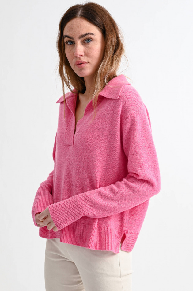 Lisa Yang Cashmere Pullover SERENA mit Kragen in Pink