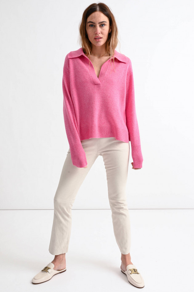 Lisa Yang Cashmere Pullover SERENA mit Kragen in Pink